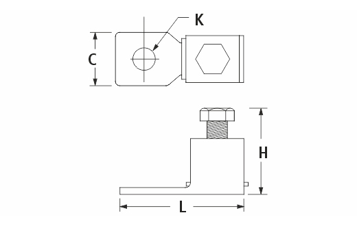 Copper screw lugs drawing